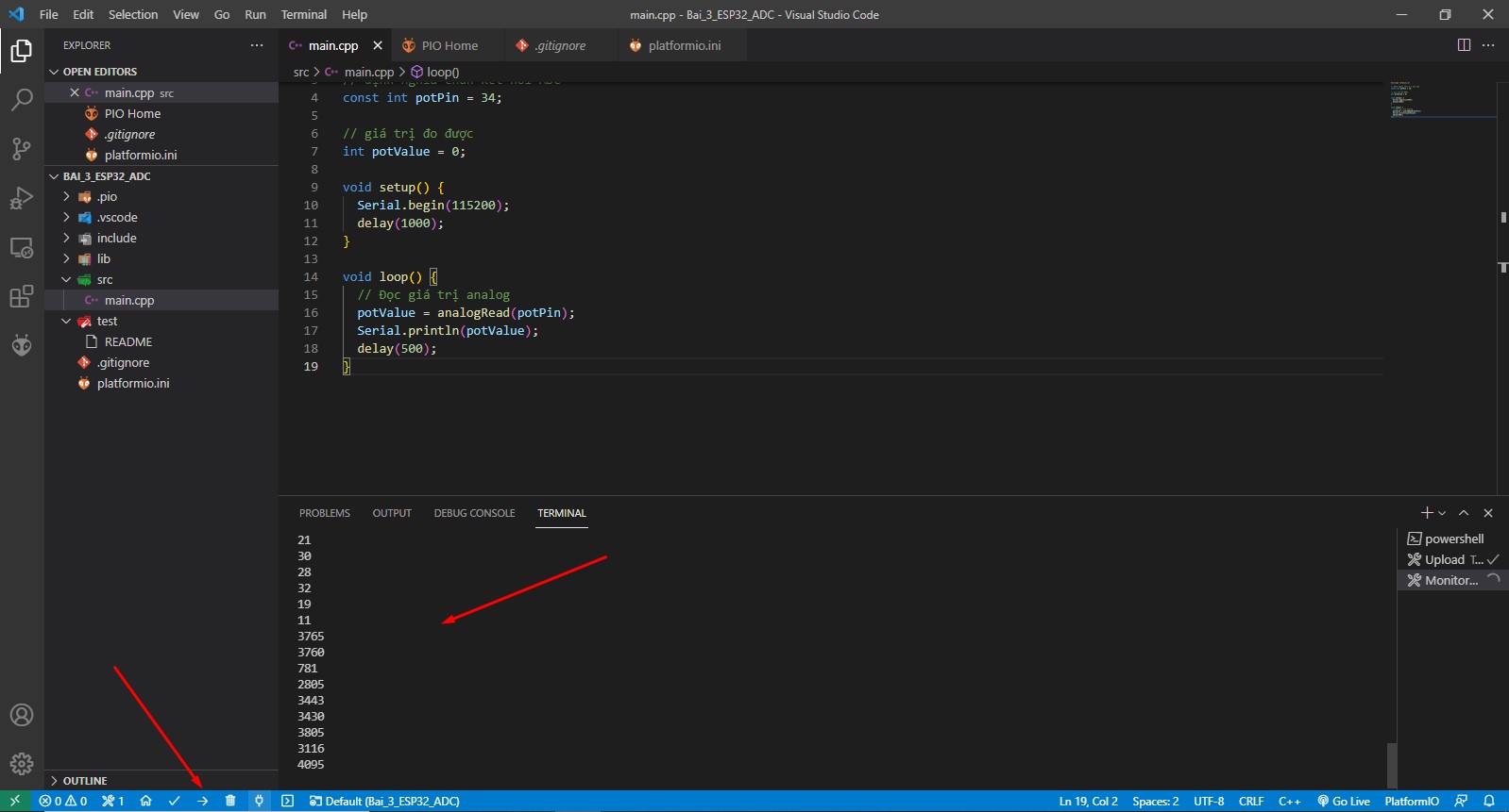 Lập trình ESP32 Analog Input đọc tín hiệu tương tự (ADC)