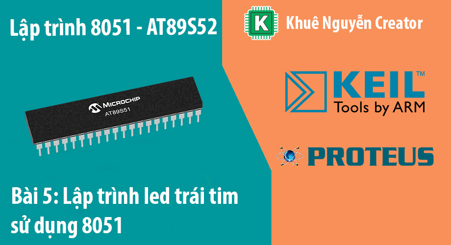 lập trình led trái tim dùng 8051