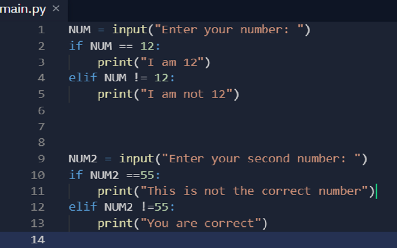 Code minh họa lệnh điều kiện trong Python
