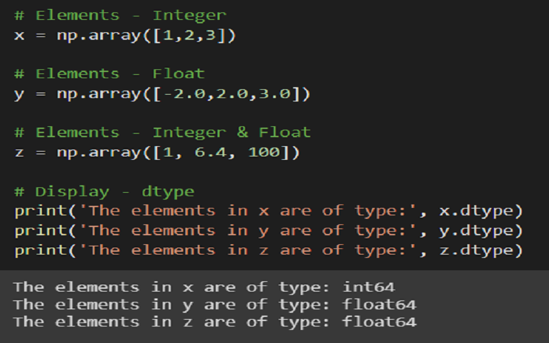 Kiểu dữ liệu dạng số trong thư viện NumPy