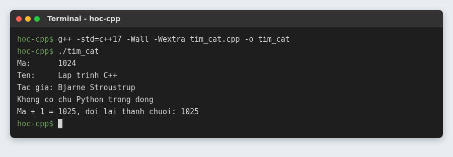 String và vector trong C++: chuỗi và mảng động kiểu C++ 3 Tách dòng dữ liệu sách bằng find và substr, đổi chuỗi sang số bằng stoi