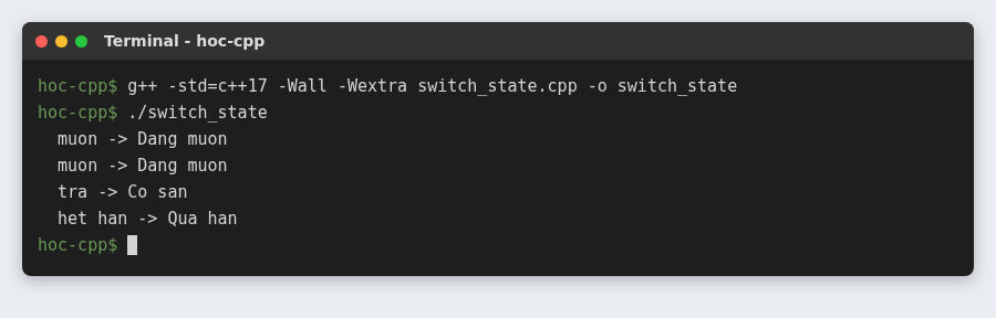 State pattern trong C++ và máy trạng thái: hành vi thay đổi theo trạng thái 3 Máy trạng thái viết bằng if chấp nhận chuyển trạng thái vô lý như mượn hai lần